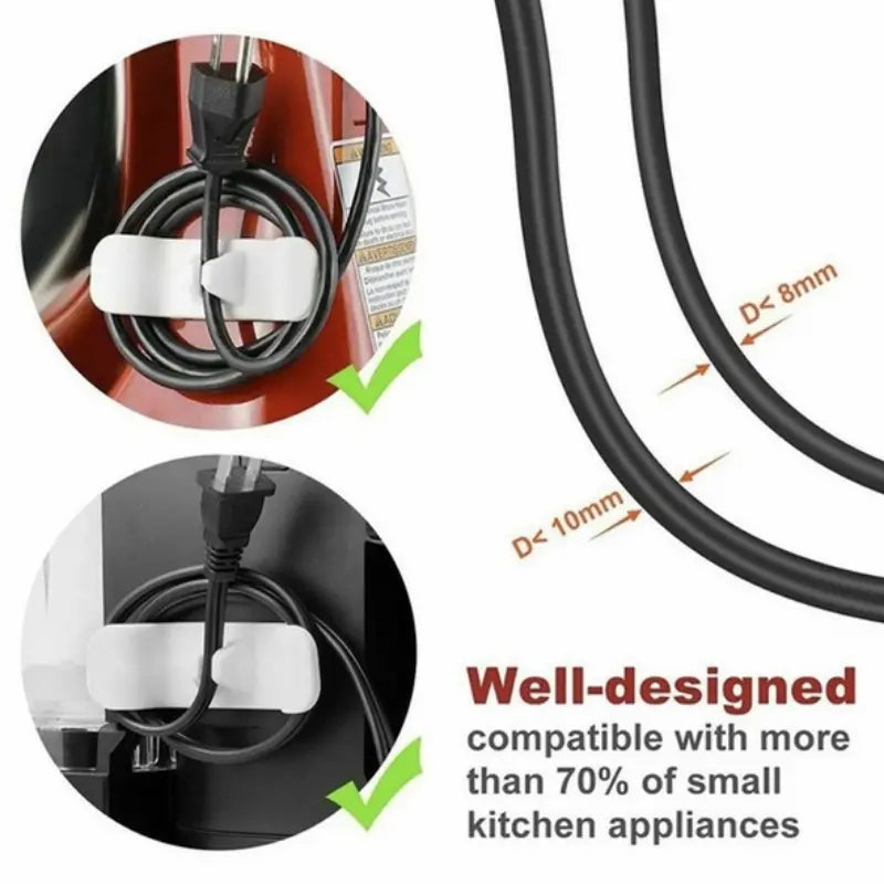 Cord Organizer with 4 Adhesives for Kitchen Appliances