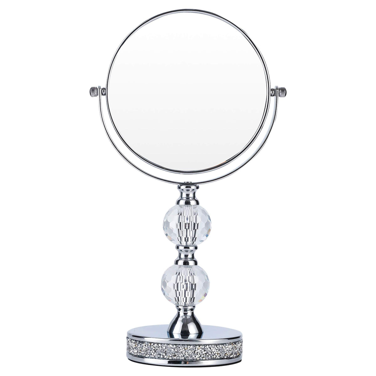 Makeup Mirror 360 Degree Swivel Vanity Mirror Crystal Cosmetic Mirror 1X/5X Magnifying Double Sided MirrorAdjustable Makeup Mirror M020