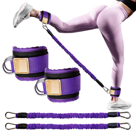 Ankle Resistance Bands with Cuffs Leg Strength Bands for Women Glutes Hip Building Exercise Bands for Working Out Fitness Yoga Martial Arts Ankle Straps for Butt Lift Exercise Equipment