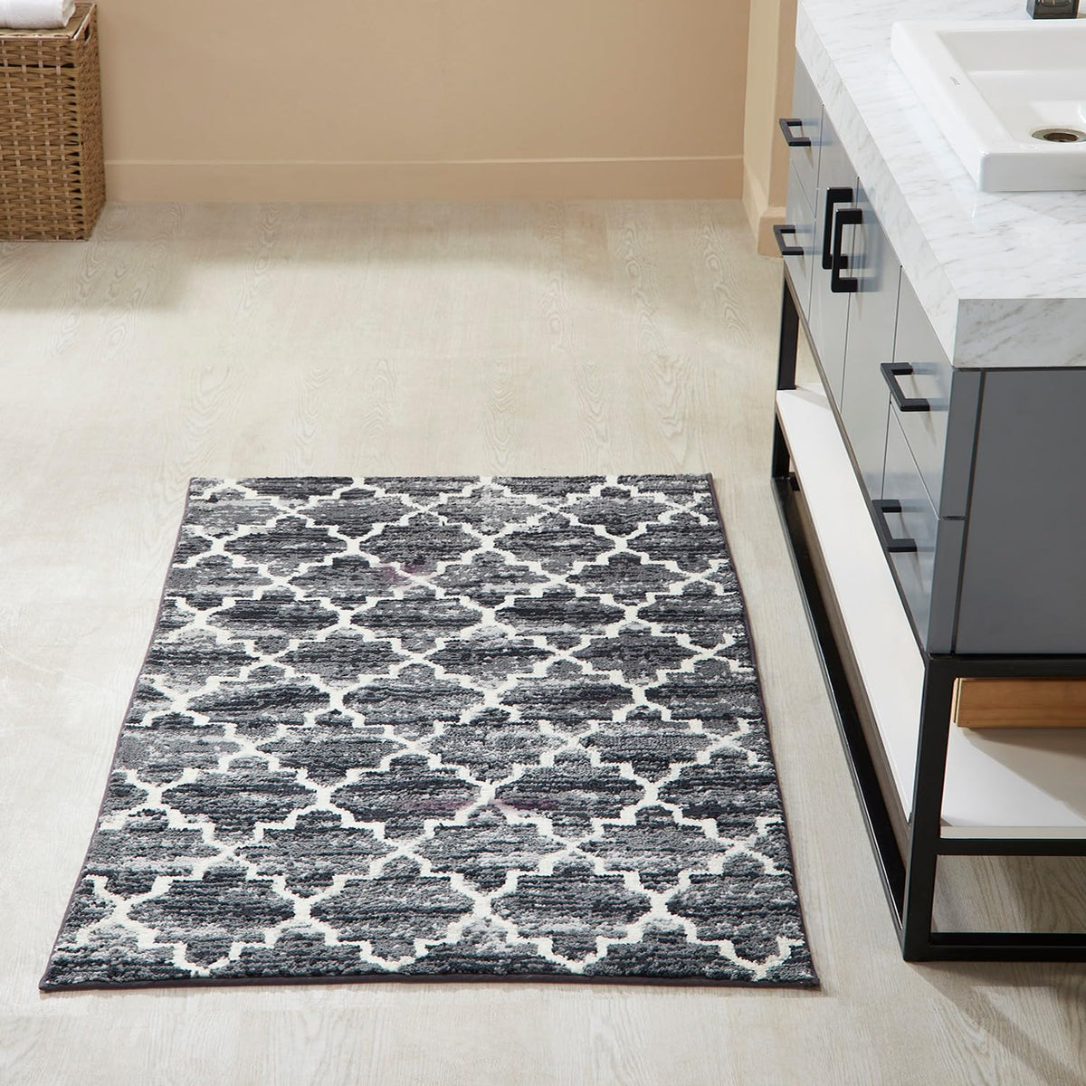 Better Trends Savio Collection 30" x 50" Bath Rug Non Slip Bath Mat & Washable Bathroom Rugs 100% Polyester Premium Bathroom Floor Mat Perfect Bath Mats for Bathroom - Gray Bathroom Rugs