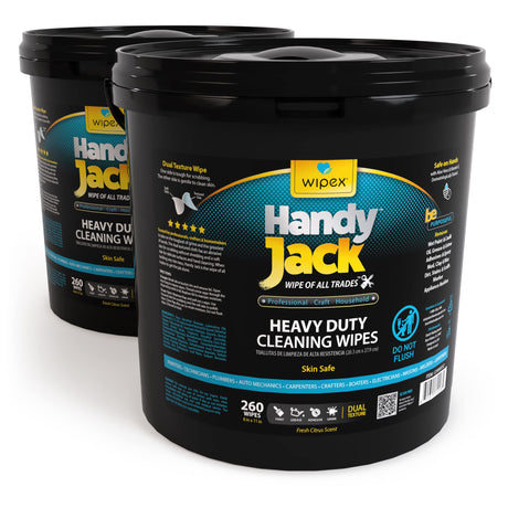 Wipex Handy Jack Heavy Duty Wipes Dual Texture Cleaning Cloth Use on Hands Equipment Tools Garden Automotive Sneakers - Easily Removes Paint Adhesives Oil Grease & Dirt Economy Pale Size
