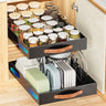 Ovicar Pull Out Cabinet Organizer - Adhesive Slide Out Drawer 12.2" W x 16.3"D Heavy Duty Sliding Drawers Pantry Shelf Storage with 4pcs Divider Racks for Kitchen Bathroom Home Black