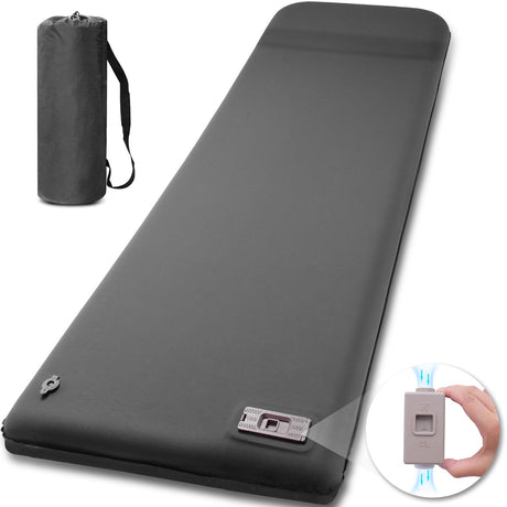 Self Inflating Sleeping Pad with Electric Pump 3.14" Ultra-Thick Memory Foam Camping Mattress Pad with Pillow Fast Inflating in 30s9.5 R-Value Insulated Camping Pad for Camping Car Travel TentGrey