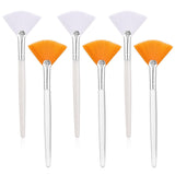 6PCS Fan Brushes Esthetician Soft Facial Applicator Brush Acid Applicator Brush Fan Brushes for Facials Makeup Fan Brush Tool for Mud Cream (White Yellow)