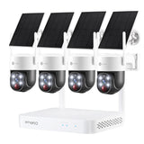 XMARTO 100% Wire-Free Solar PTZ Home Security Camera System Wireless 4-Set 2K 4MP QHD CCTV Camera Kit with 4K 10CH Expandable WiFi NVR and Past 90-Day Video Storage All-Weather Solar Charge