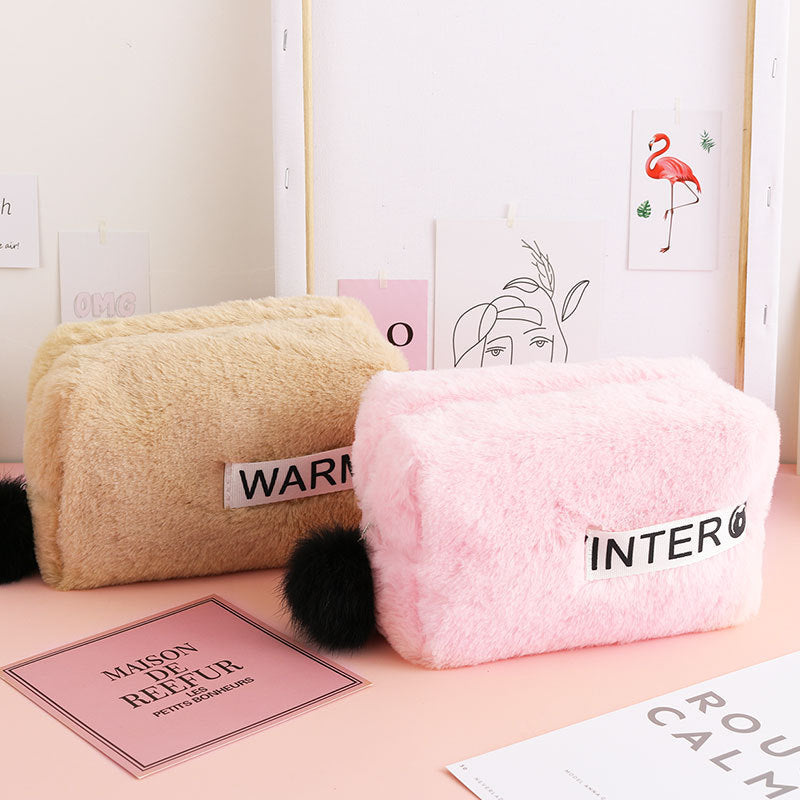 Plush Makeup Bag - Stylish Multi-functional Organizer