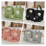 Daisy Print Backpack Set for Students (4 Pieces)