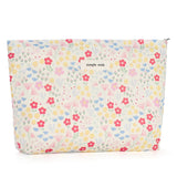 Sightor Aesthetic Makeup Bag Large Capacity Cosmetic Bag Canvas Floral Makeup Bag Travel Pouch Make Up Purse Toiletry Storge Bag for Women (Red Pink Flowers)