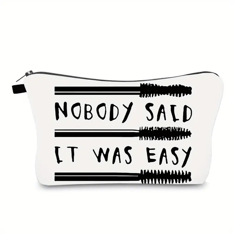 Eyelash Brush & Letter Print Makeup Bag Organizer