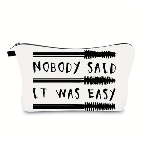 Eyelash Brush & Letter Print Makeup Bag Organizer