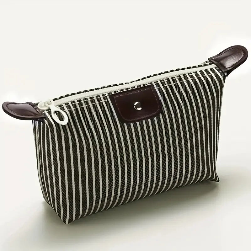 Striped Waterproof Makeup Bag for Travel and Storage