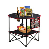 LEADALLWAY Camping Table Folding Picnic Table with 4 Cup Holders and Carrying Bags Collapsible Canvas Portable Tables Folding for BBQ Outdoor Fishing