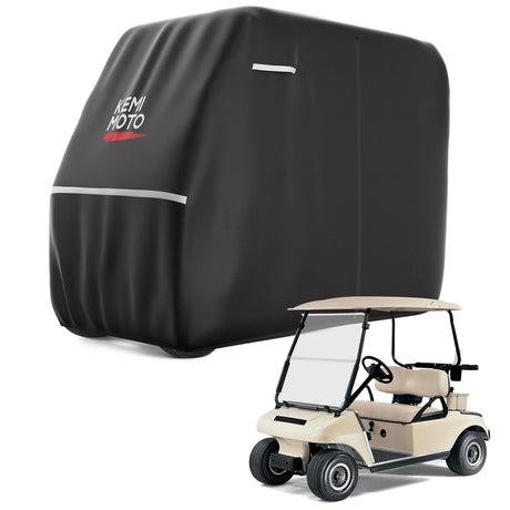 KEMIMOTO Golf Cart Cover 600D Weatherproof Durable Protection 2-Seater Large Rainproof Cover with Storage Bag Compatible with EZGO Club Car 2 Passenger Black