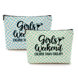 2 Pcs Girls Weekend Gifts Cosmetic Bag Retro Plaid Makeup Bag Funny Girls Trip Gifts Favors Summer Vacation Birthday Christmas Friendship Gifts for Women Friend Daughter Bestie Her Bachelorette Party