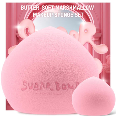 BIG Sugar Bomb Blender Set by RICHUAL BEAUTY ~ Butter-Soft Marshmallow Makeup Sponges for Face & Body ~ Incl: 1 LARGE & 1 MINI Mochi Makeup Sponge ~ Flawless Application of Foundation Creams & Powders