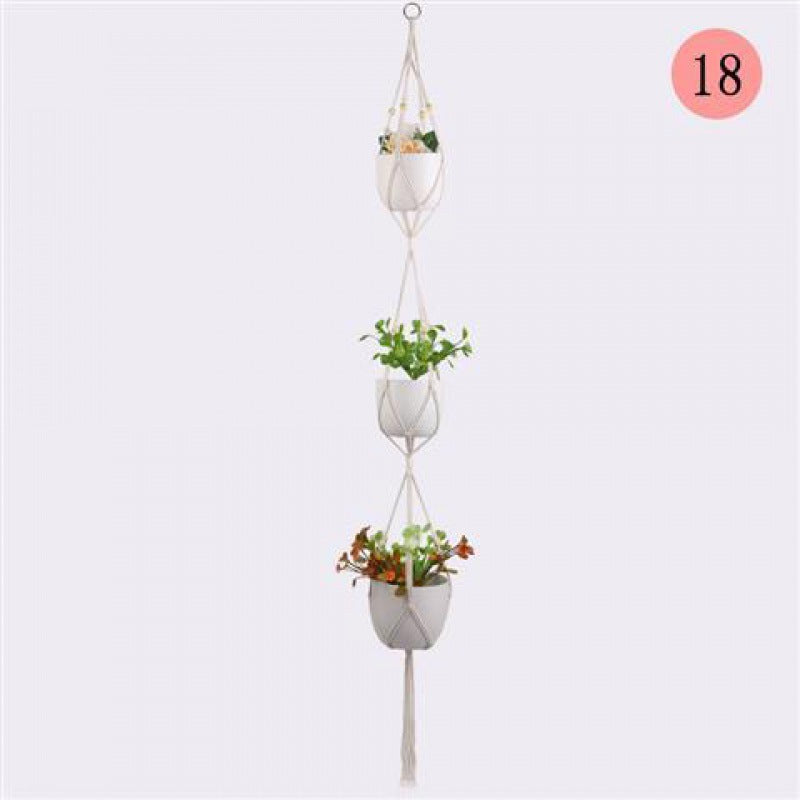 Handwoven Cotton Rope Hanging Planter Basket