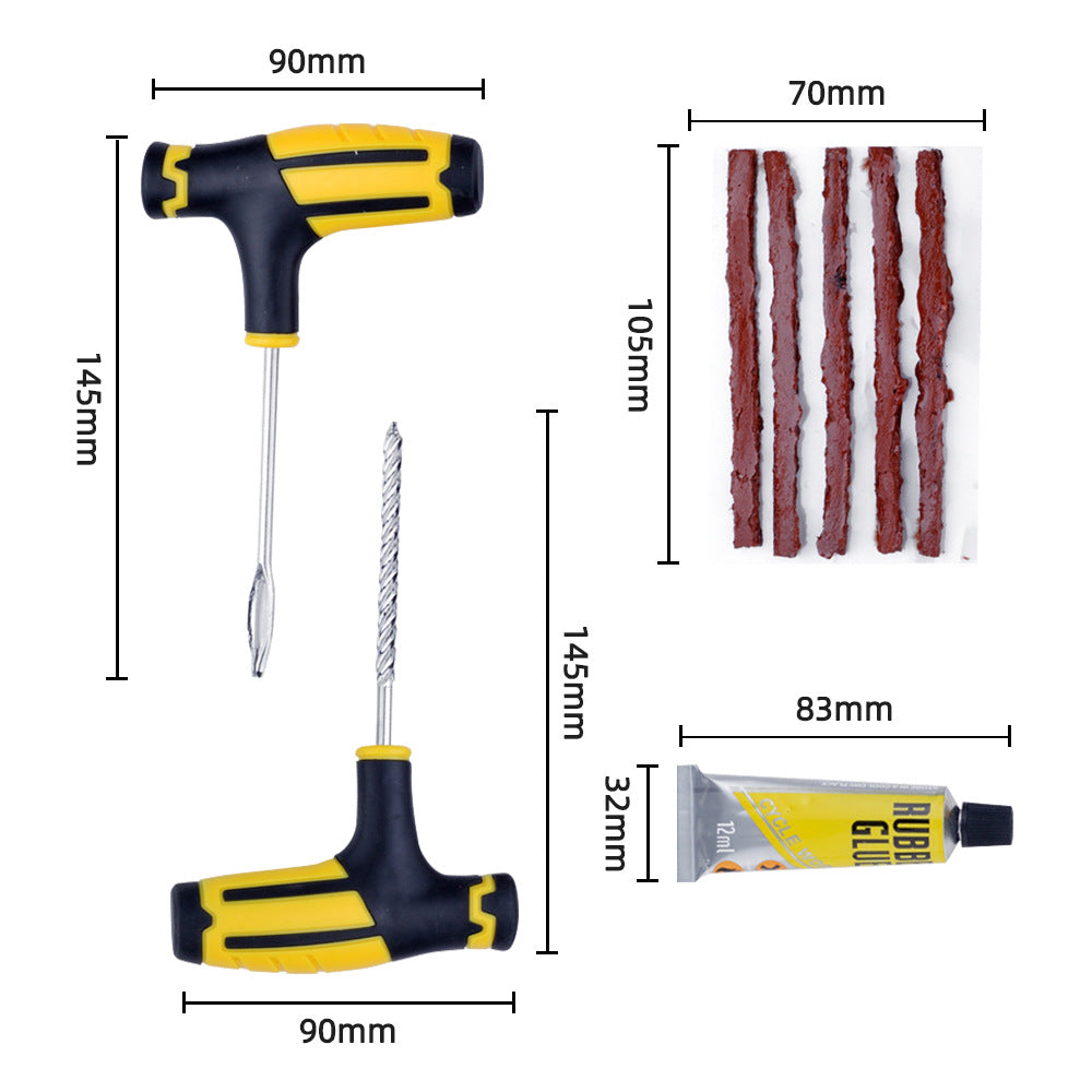 Car and Motorcycle Tire Repair Tool Kit with Glue