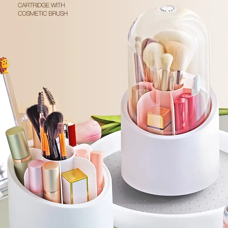 Rotating Makeup Brush Holder - Portable Storage Box