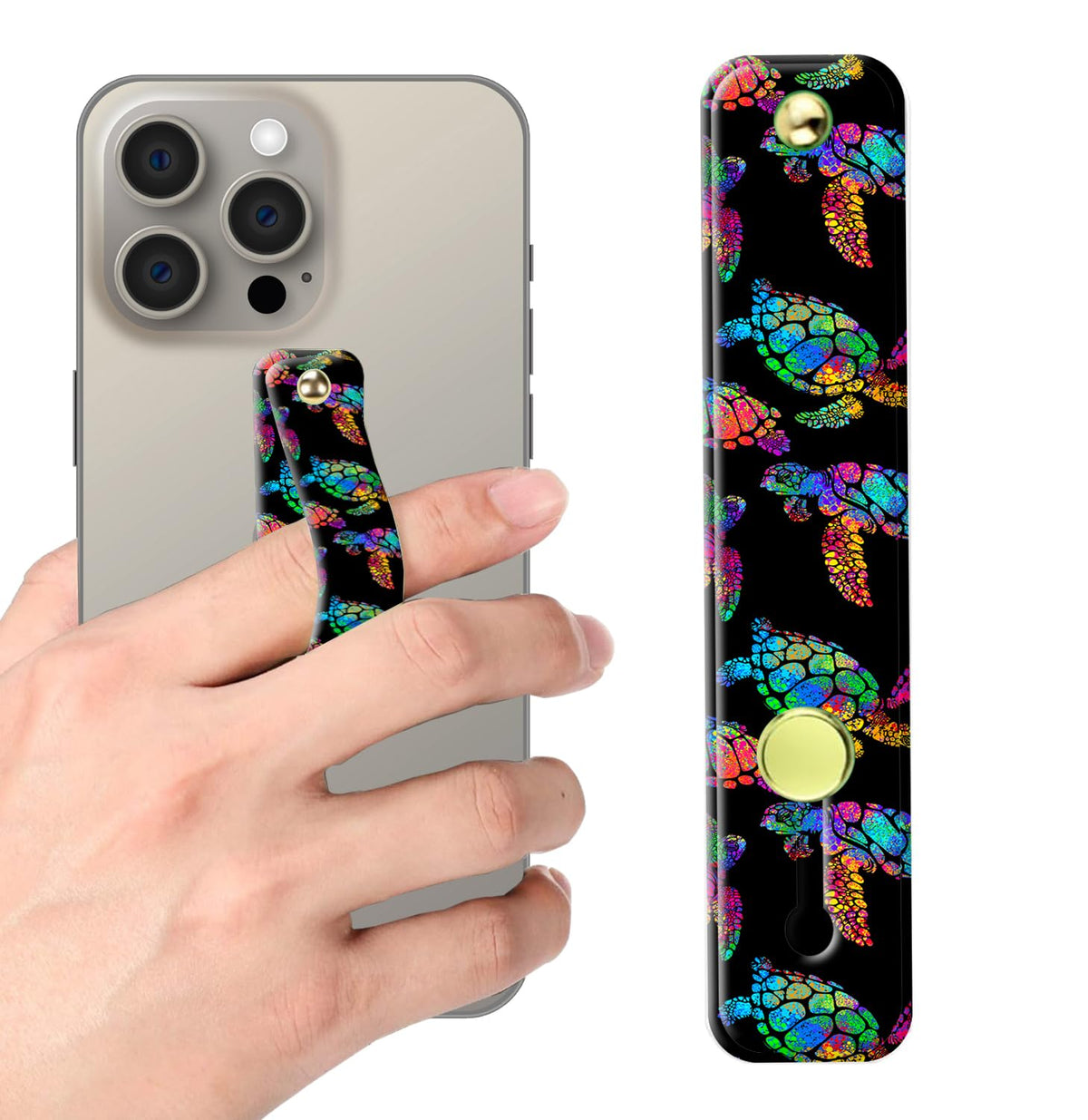 Phone Finger Strap Holder Portable Phone Grip Loop Telescopic Silicone Phone Stand Compatible with Most Smartphones (Watercolor Sea Turtle)