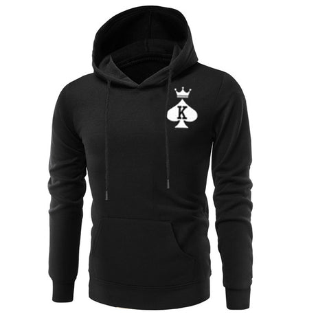 Couple's Hooded Long Sleeve Sweatshirts with Crown Design