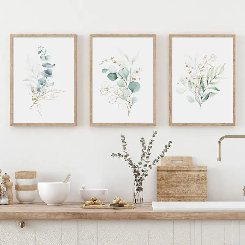 3pcs Floral Leaf Canvas Wall Art for Home Decor