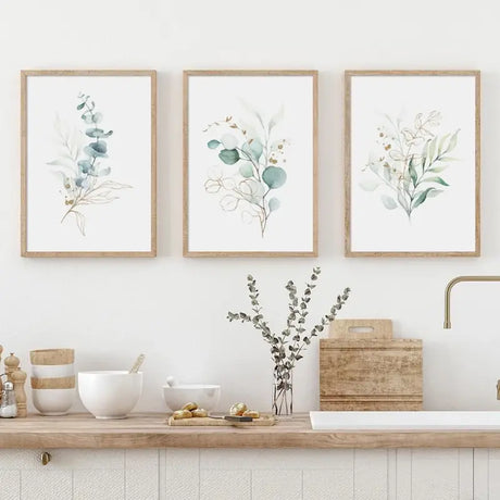 3pcs Floral Leaf Canvas Wall Art for Home Decor