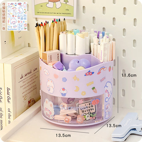 Large Capacity Rotating Pencil Holder Organizer