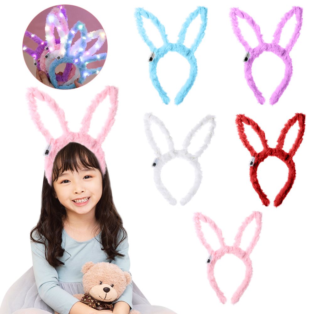 LED Bunny Ears Headband - Plush Hair Accessories