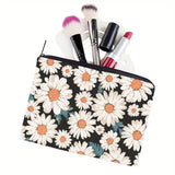 Daisy Print Square Makeup Bag Portable Organizer Pouch