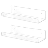 TONICE 2 Pack Acrylic Shelves for Wall 6in Floating Shelf Wall Mounted Set for Room Bedroom Bathroom Kitchen Living Room Office Book Shelf Storage Decor