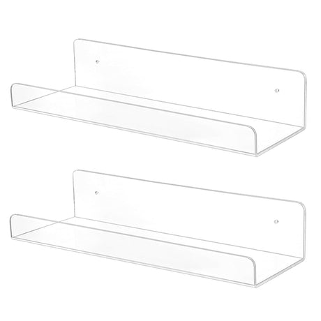 TONICE 2 Pack Acrylic Shelves for Wall 6in Floating Shelf Wall Mounted Set for Room Bedroom Bathroom Kitchen Living Room Office Book Shelf Storage Decor