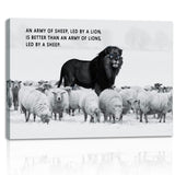 AMART SUN Black and White Gray Lion Inspirational Canvas Wall Art Motivational Painting Home Decor Success Entrepreneur Poster Home Modern Decoration Framed Ready To Hang