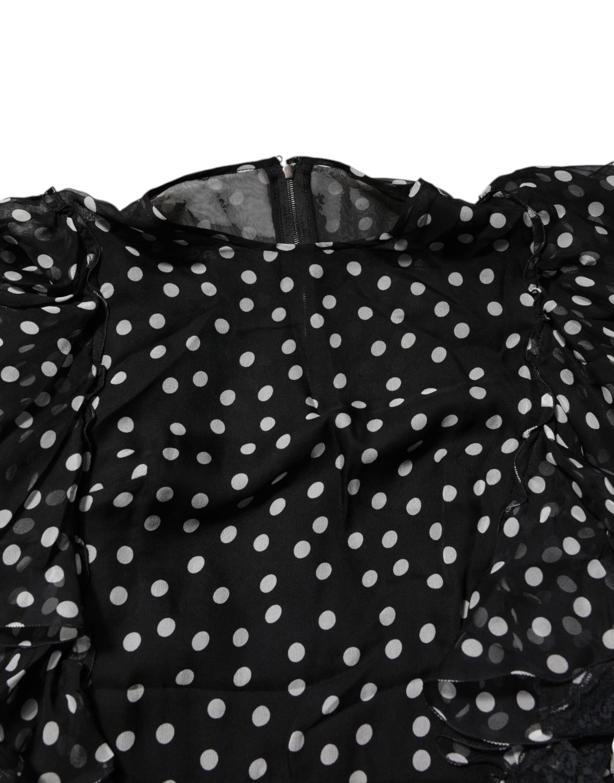 Dolce & Gabbana Black White Lace Polka Dot Chiffon Dress