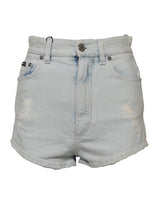 Dolce & Gabbana Light Blue Washed Denim Cotton Hot Pants Shorts