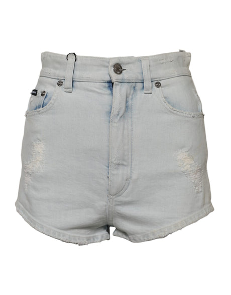 Dolce & Gabbana Light Blue Washed Denim Cotton Hot Pants Shorts