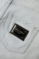 Dolce & Gabbana Light Blue Washed Denim Cotton Hot Pants Shorts