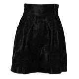 Dolce & Gabbana Black Floral Embroidery Silk High Waist Shorts