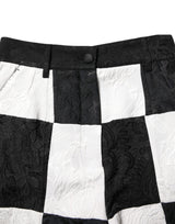 Dolce & Gabbana Black White Floral Brocade Hot Pants Shorts