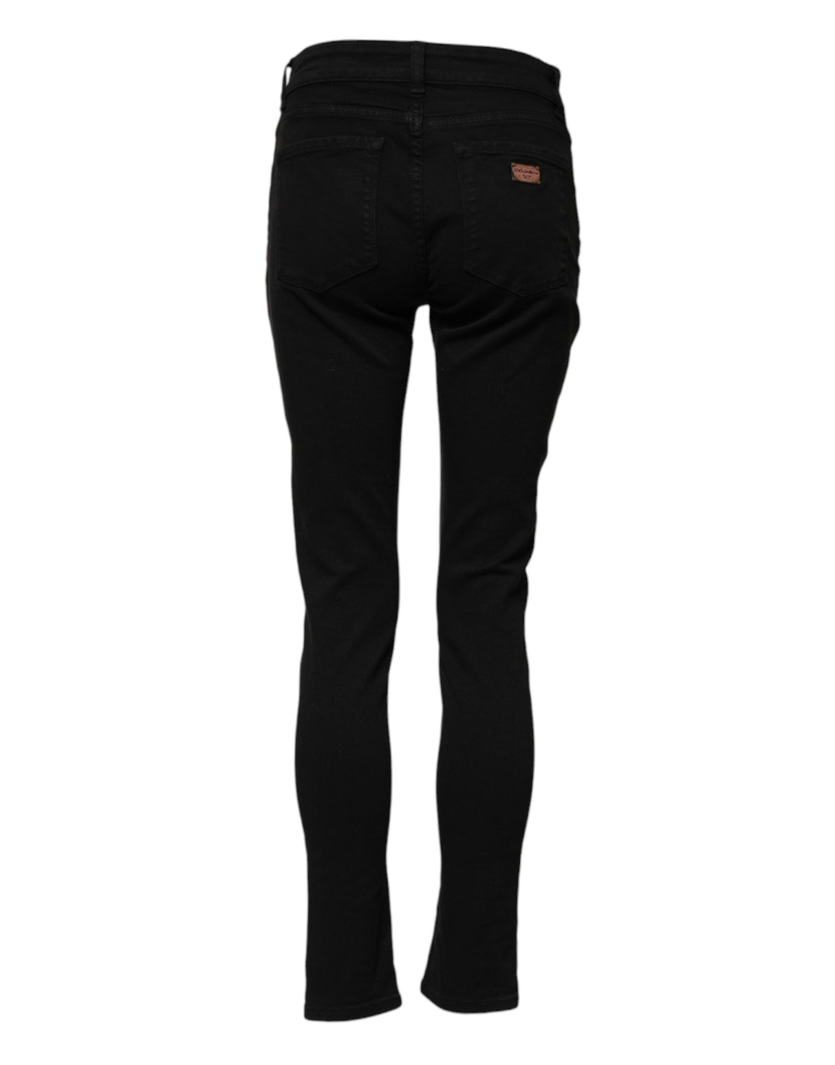 Dolce & Gabbana Black Cotton Logo Skinny Mid Waist Denim Jeans