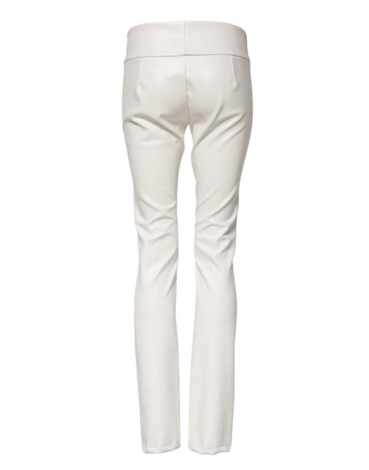 Dolce & Gabbana White Polyurethane High Waist Tapered Pants