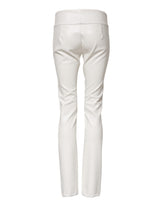 Dolce & Gabbana White Polyurethane High Waist Tapered Pants