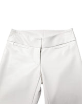 Dolce & Gabbana White Polyurethane High Waist Tapered Pants