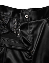 Dolce & Gabbana Black Lace Details High Waist Skinny Pants