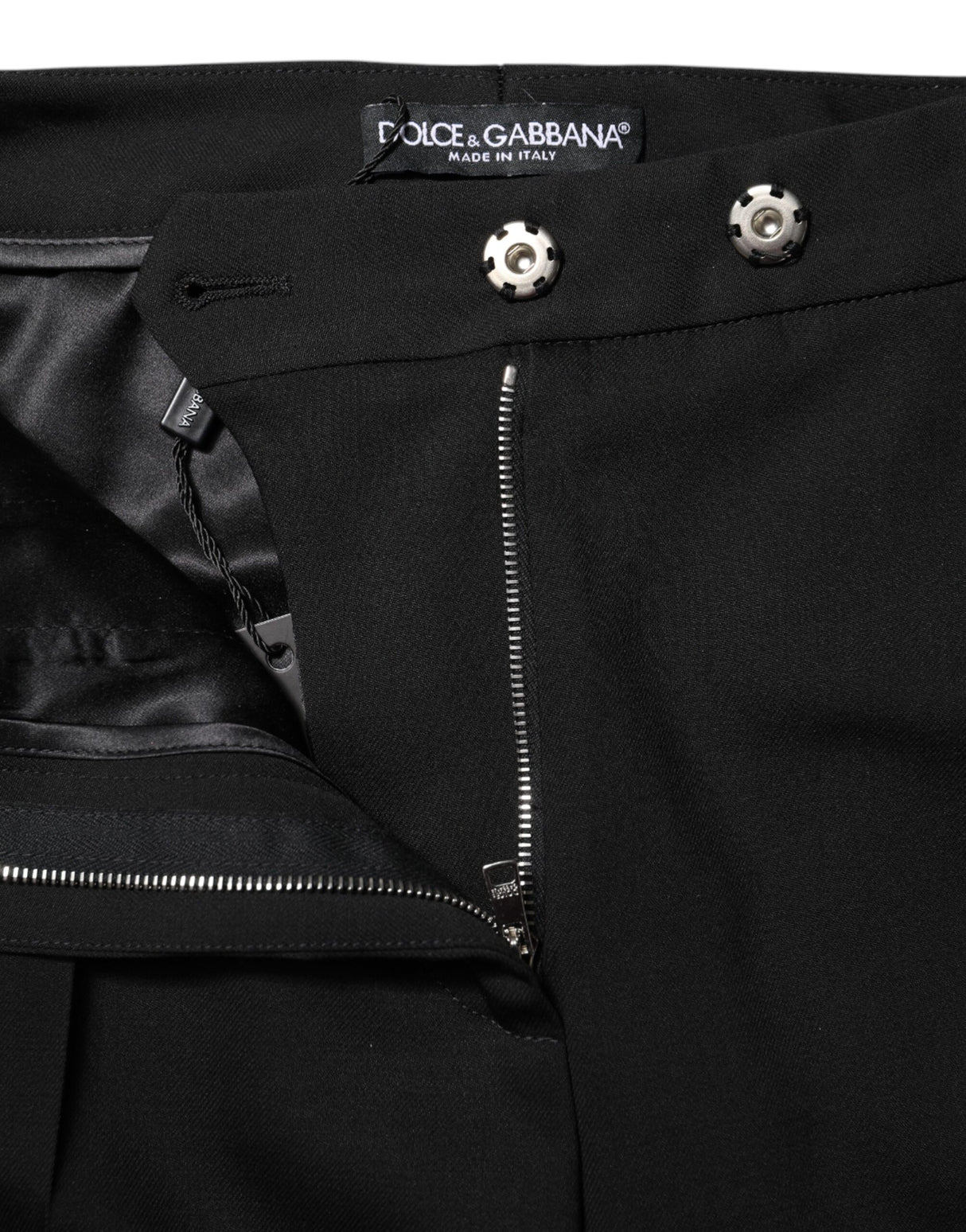 Dolce & Gabbana Black Wool High Waist Flared Pants