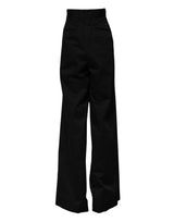 Dolce & Gabbana Black Cotton HighWaist Wide Leg Pants