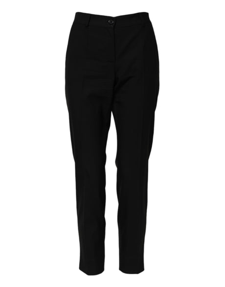 Dolce & Gabbana Black Wool High Waist Tapered Pants