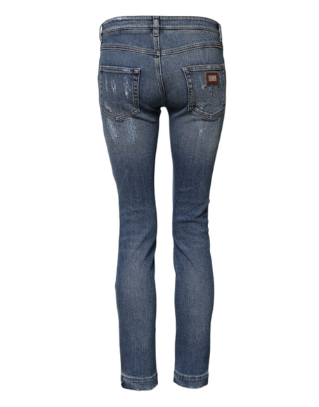 Dolce & Gabbana Blue PRETTY Tattered Skinny Denim Jeans
