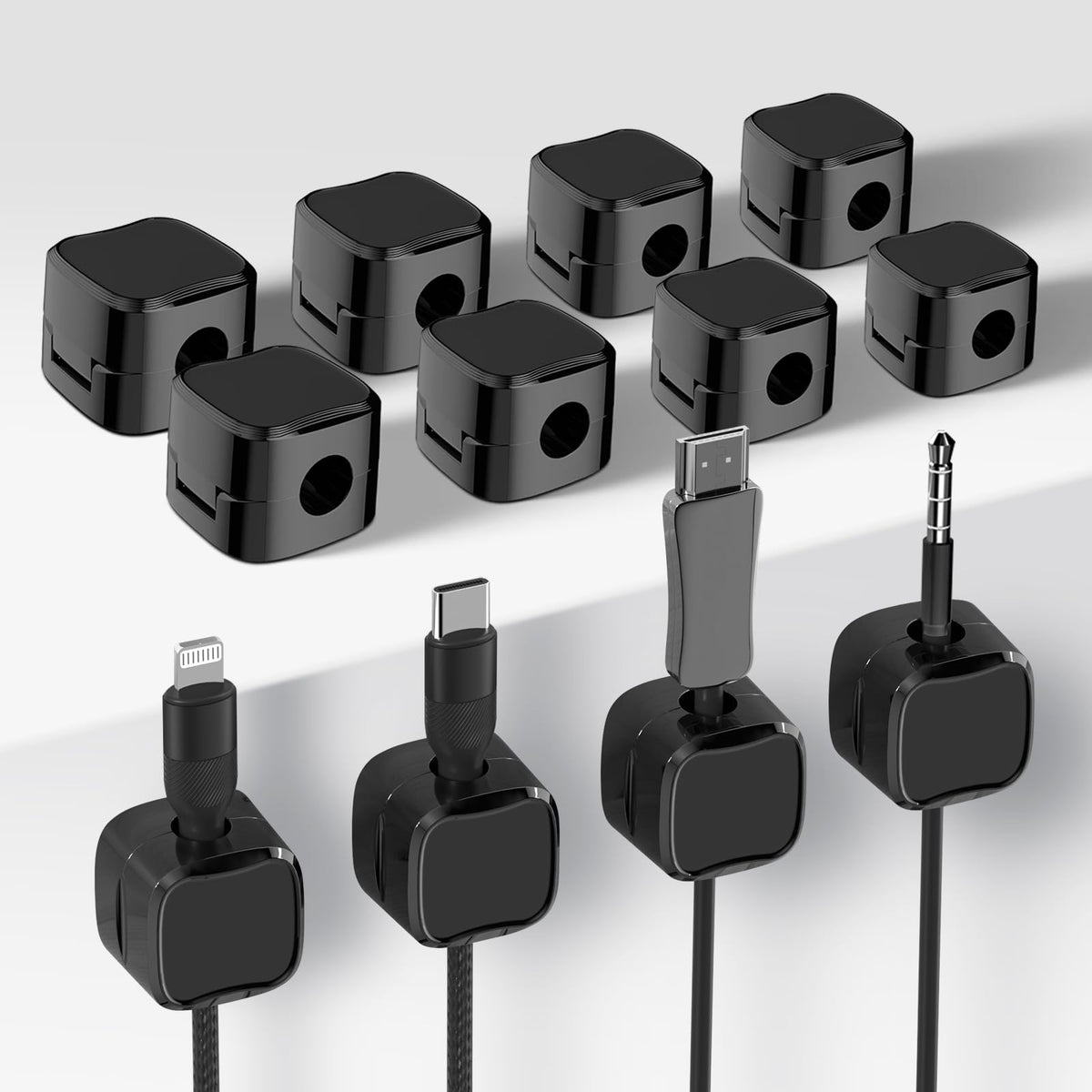 12 Pack Cable Clips Cord Organizer Cord Holder for Nightstand Magnetic Cord Organizer Strong Adhesive Charging Cable Keeper Clip Holder