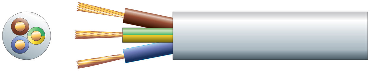 Mercury Mains Power Cable 3-Core 15A 1.5mm 100m White 804.347UK