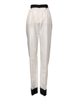 Dolce & Gabbana White High Waist Straight Dress Trouser Pants